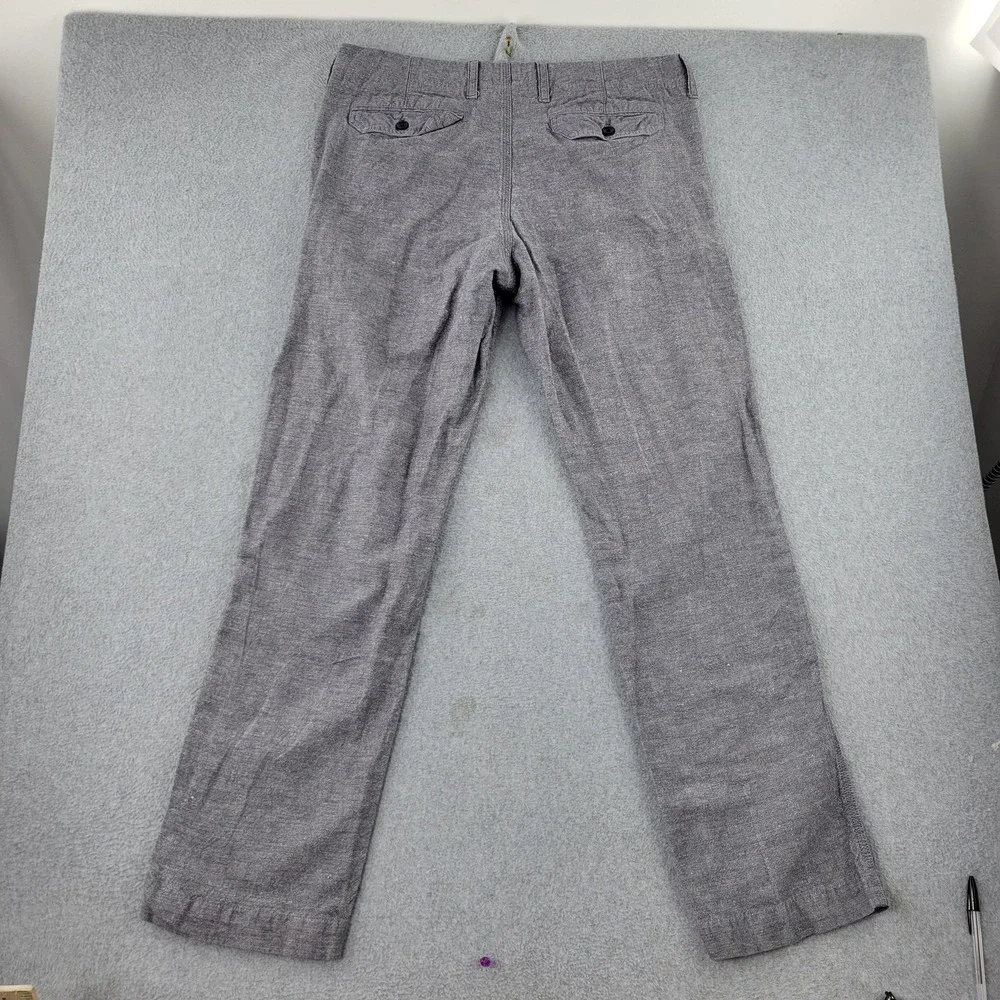 Banana Republic Pants Mens 33x34 Gray Linen Chino Straight Fit Chambray Casual